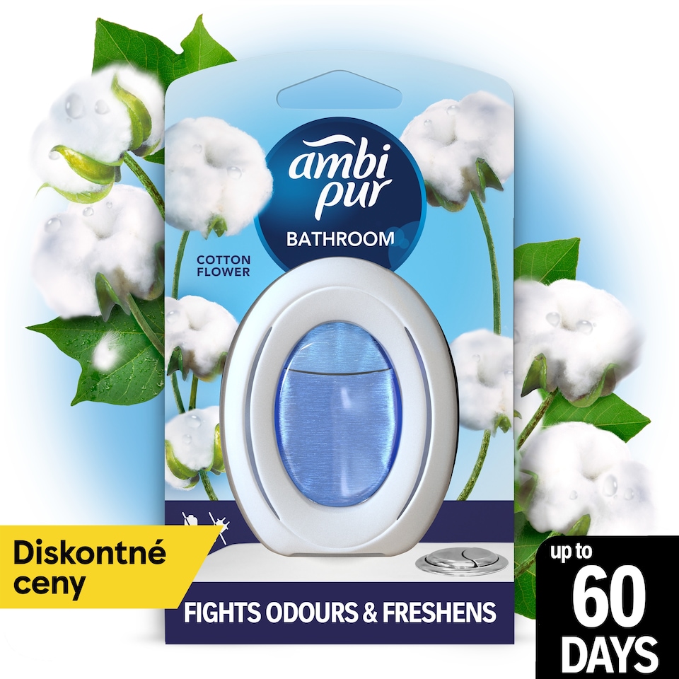image 1 of Ambi Pur Bathroom, Continuous Air Freshener Odour Elimination & Prevention, Cotton Flower 1 Count