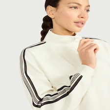F&F Active AFTERCLASS Side Stripe Half Zip Sweatshirt in Cream
