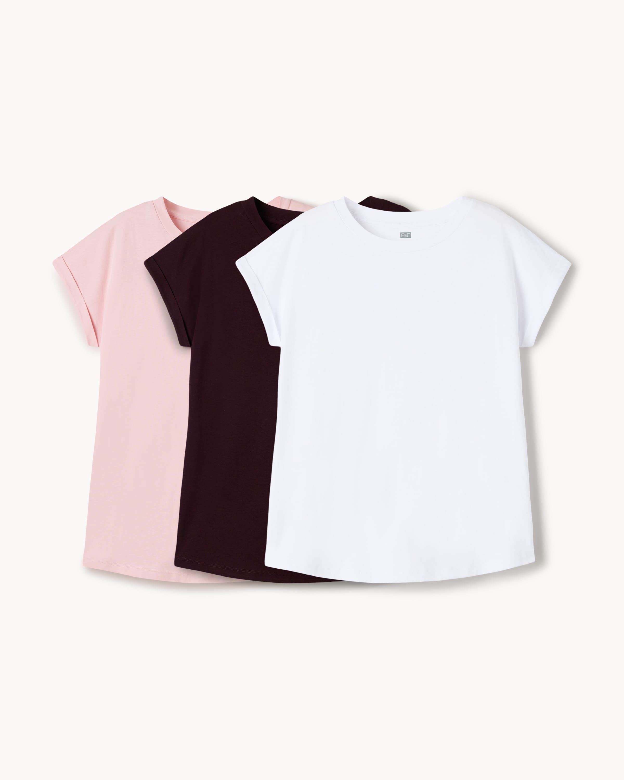 F&F 3-Pack Pure Cotton T-Shirts in Multi Pink