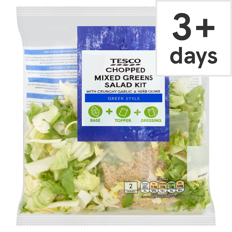 Tesco Chopped Mixed Greens Salad Kit 240g