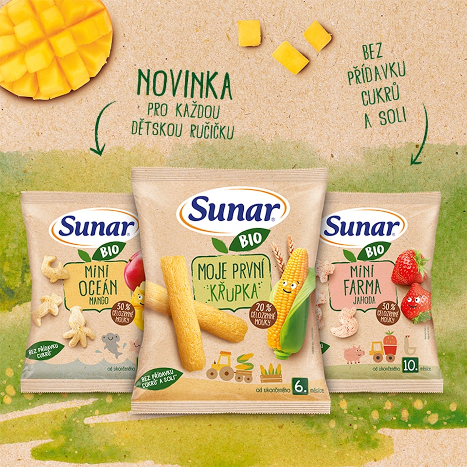 Obrázek 1 pro produkt Sunar BIO dětské křupky mini oceán mango 10m+, 18g