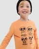 image 3 of F&F Boys Cotton Rich Spooky Skull Print Top and Leggings Set in Orange