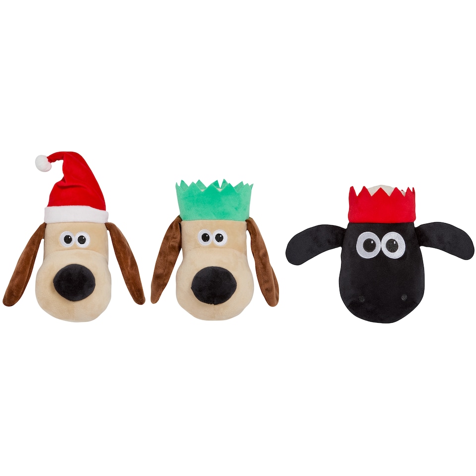 image 1 of Good Boy Wallace & Gromit Festive Heads Soft Dog Toy