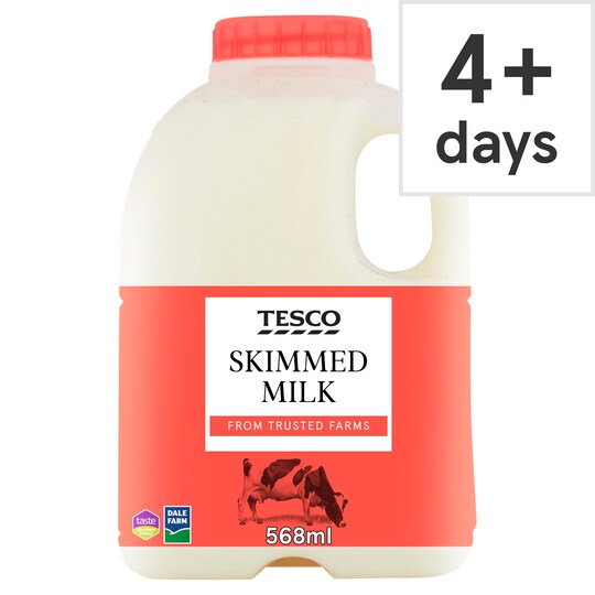 Tesco Skimmed Milk 568Ml Tesco Groceries