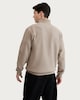 image 3 of F&F Cotton Rich Ribbed High Neck Half Zip Sweatshirt in Stone