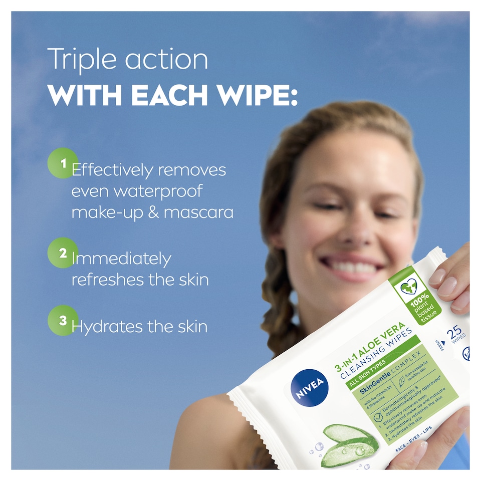 image 1 of Nivea Naturally Good Aloe Vera Cleansing Wipes 25 Pack