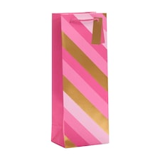 Tesco Pink and Gold Striped Bottle Bag