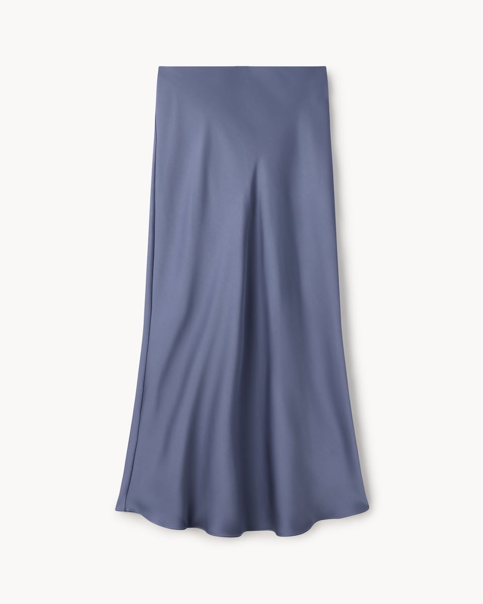 image 1 of F&F Satin Midi Slip Skirt in Blue