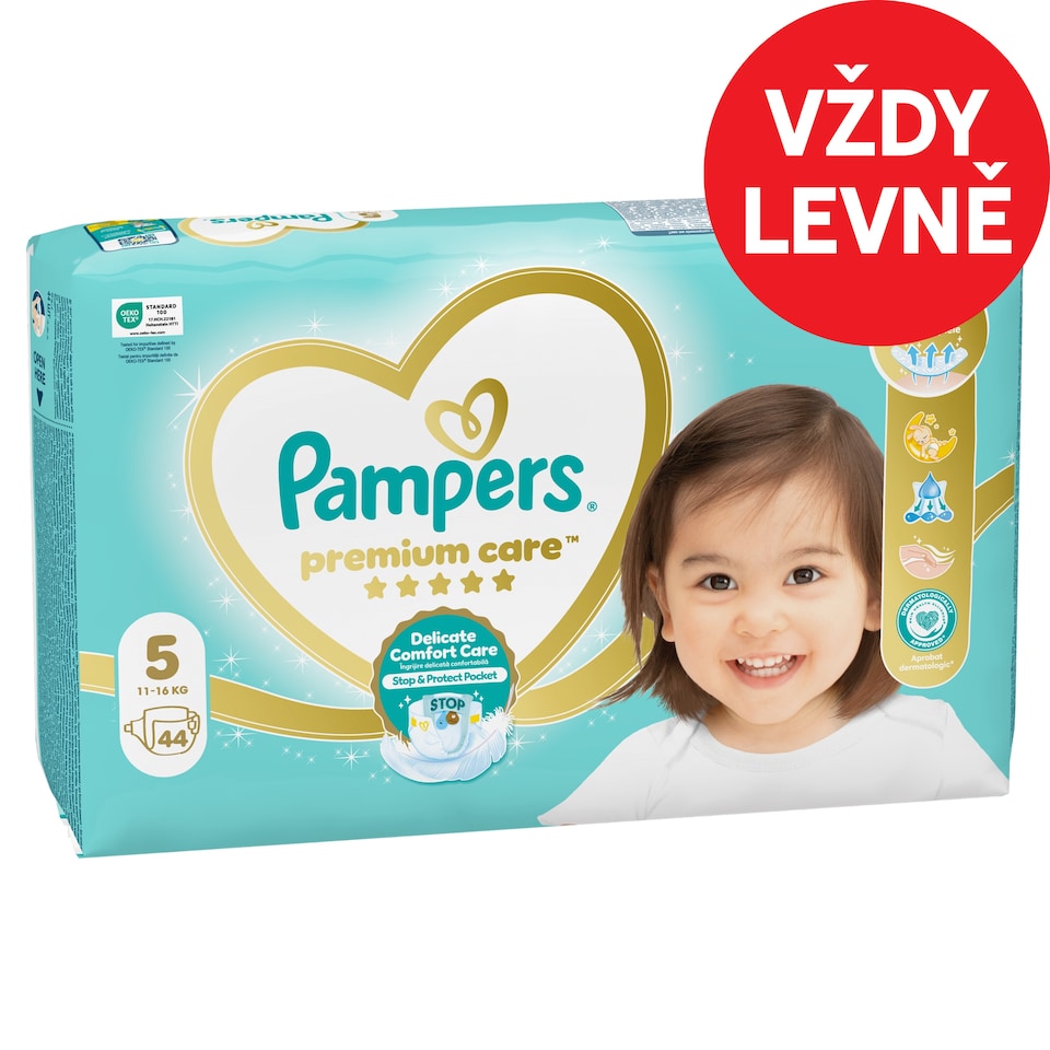 Obrázek 1 pro produkt Pampers Premium Care Velikost 5, 44 Dětské Plenky, 11kg-16kg