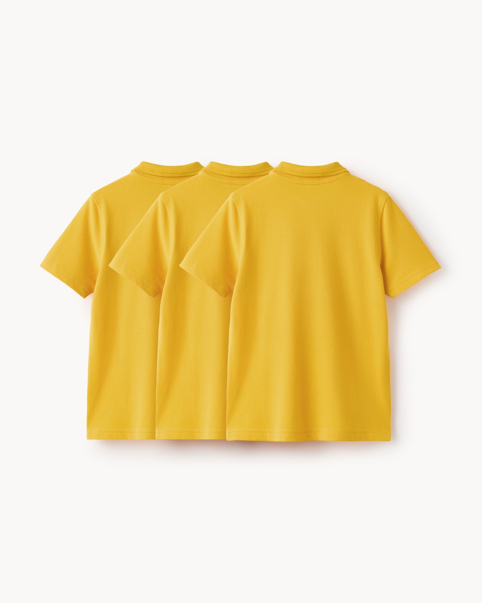 image 1 of F&F School Boys 3-Pack Pure Cotton Regular Fit Polo Shirts in Gold