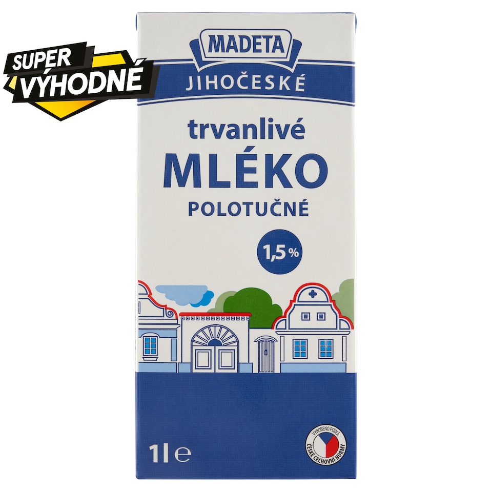 Obrázek 1 pro produkt Madeta Jihočeské trvanlivé mléko polotučné 1,5% 1l