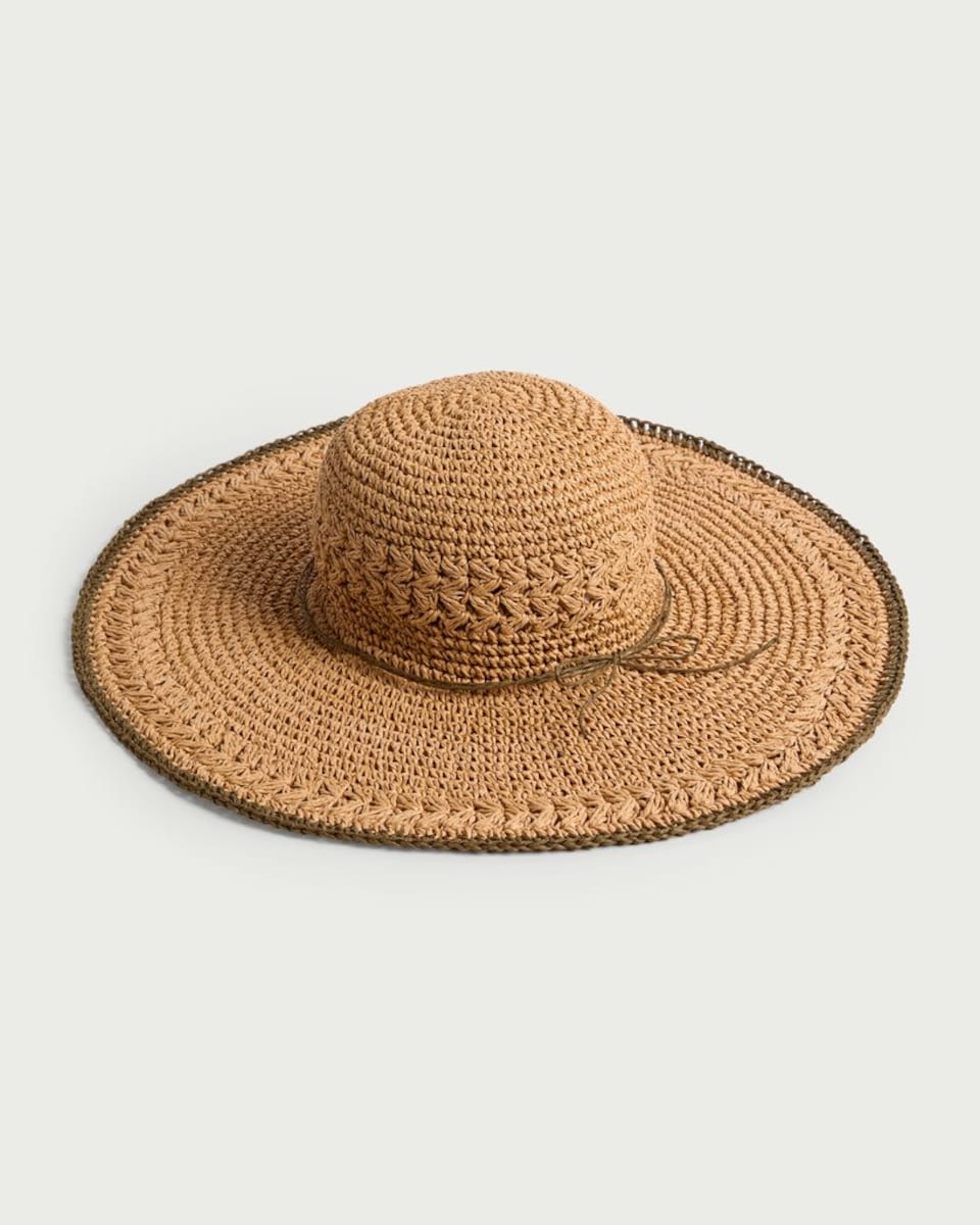 F&F Straw Wide Brim Sun Hat in Neutral
