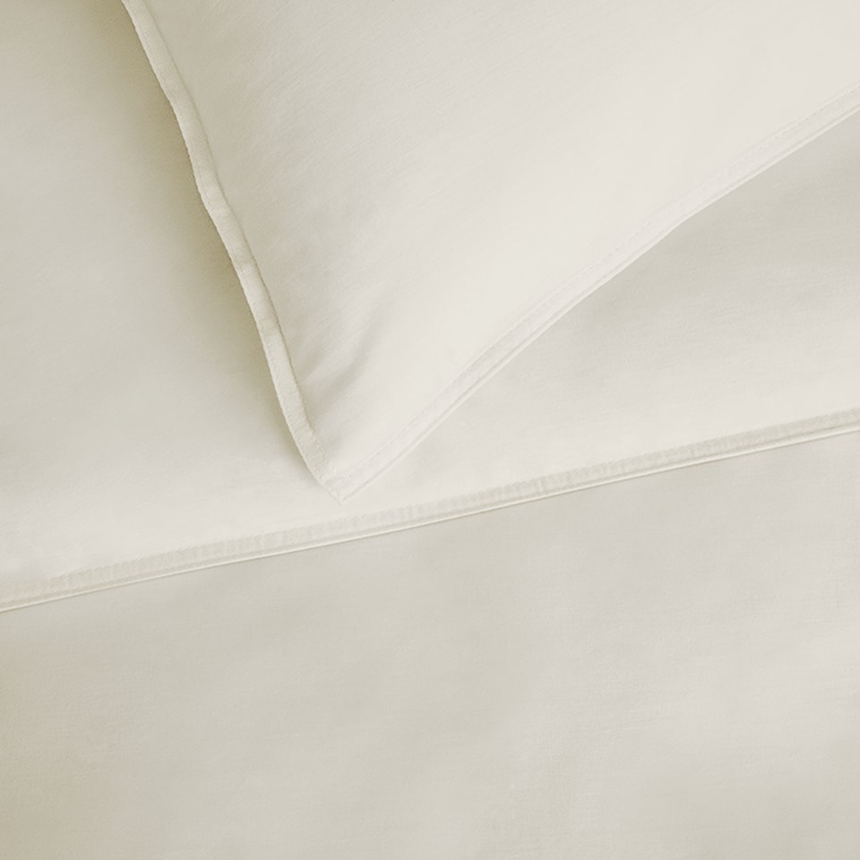 image 1 of F&F Home Bedding 100% Cotton Oxford Edge Duvet Set Natural Double