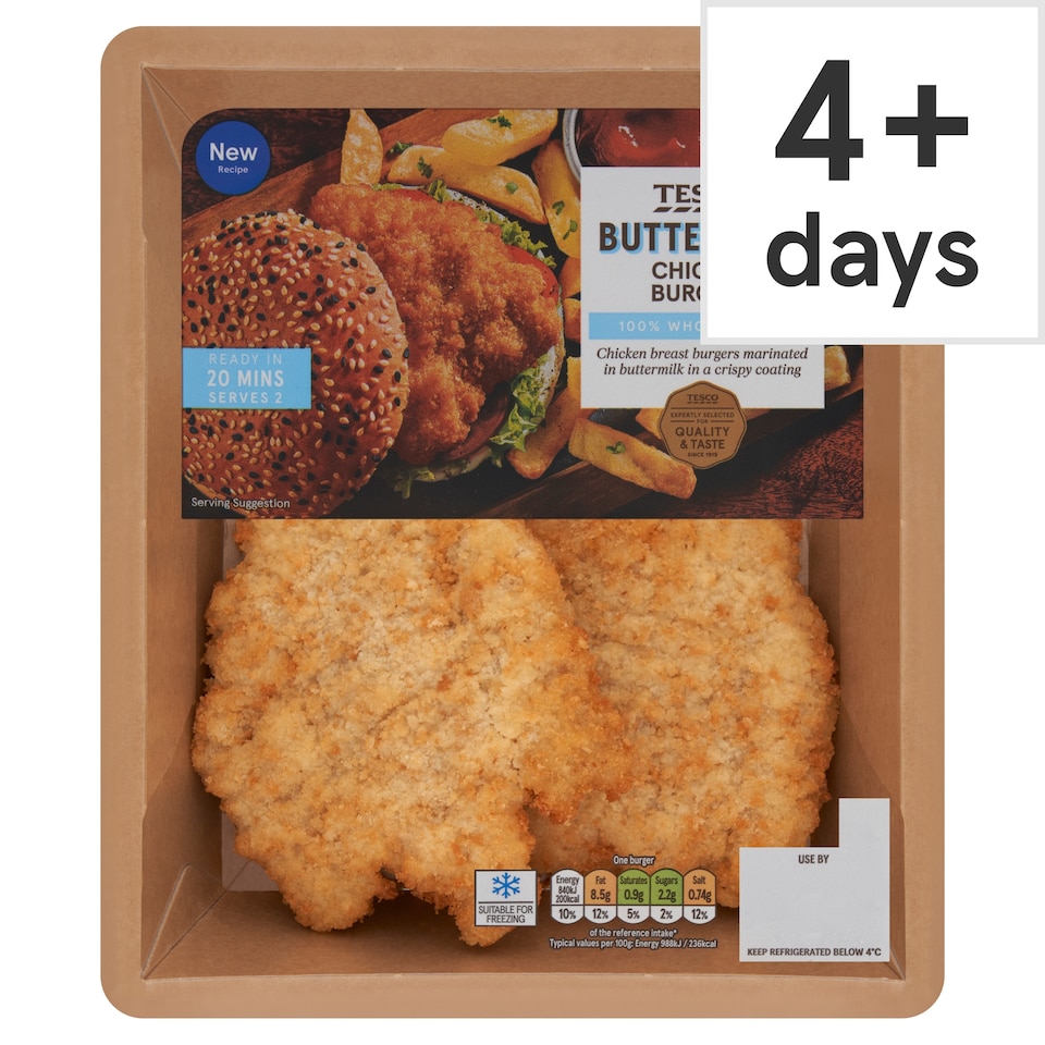 Tesco 2 Buttermilk Chicken Burgers 200g