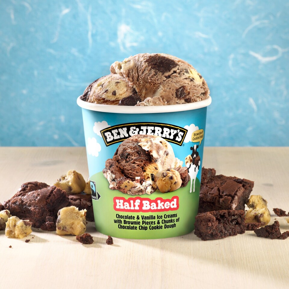 image 1 of Ben & Jerry's Half Baked Chocolate & Vanilla Ice Cream Tub 465ml