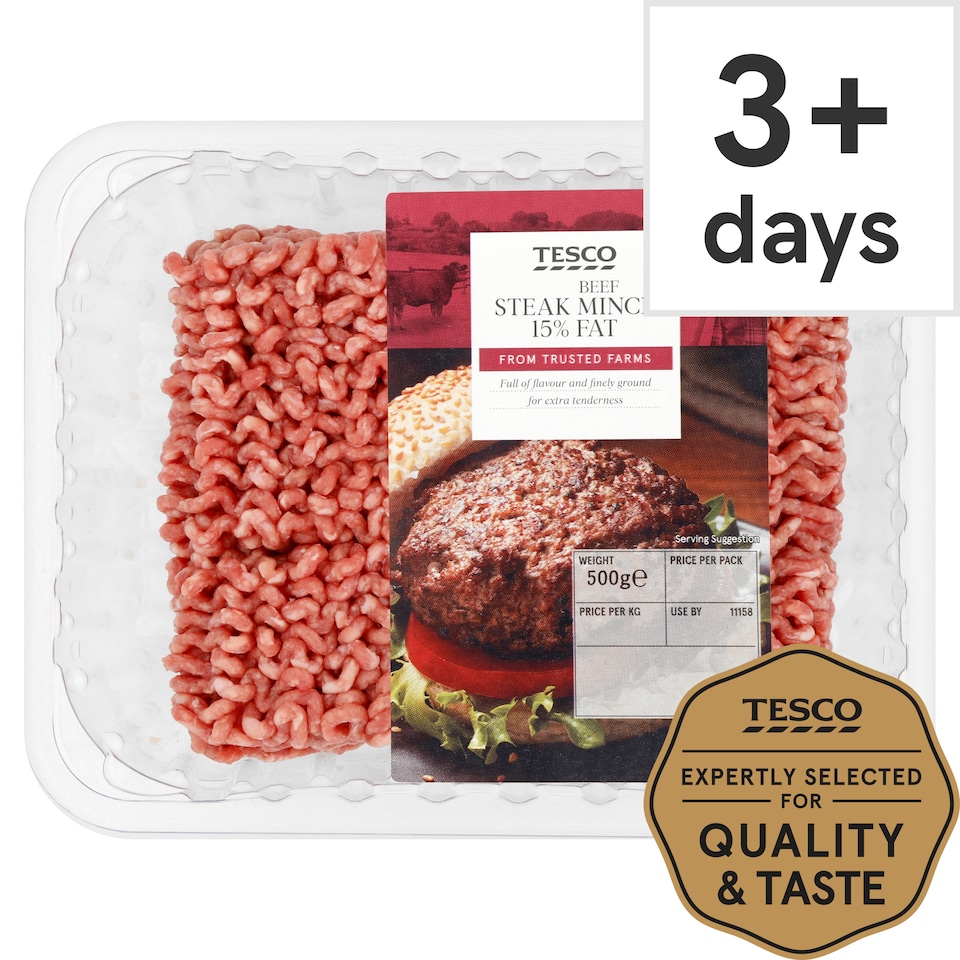 Tesco Beef Steak Mince 15% Fat 500G