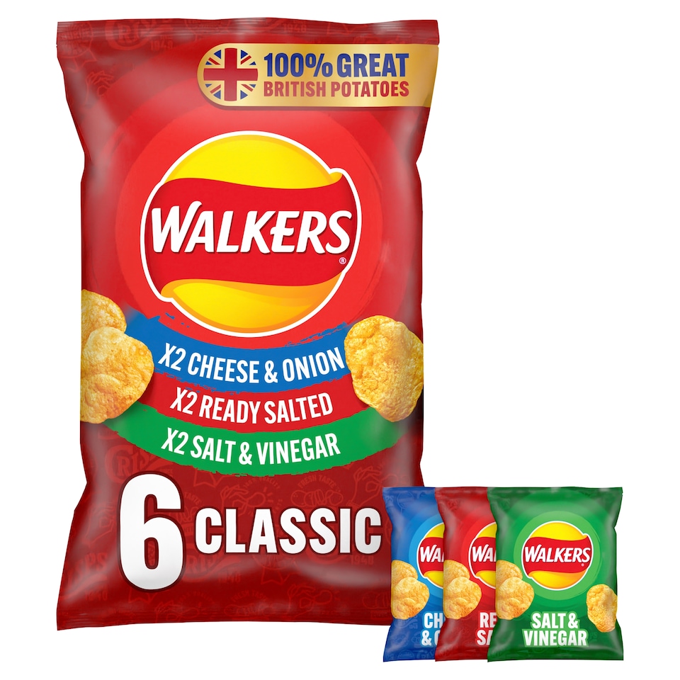 image 1 of Walkers Classic Variety Multipack Crisps 6x25g