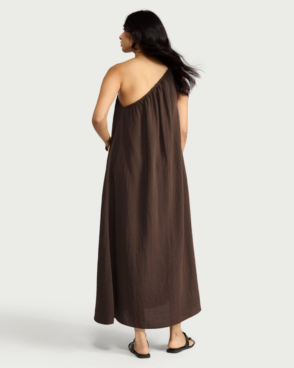 image 1 of F&F One Shoulder Maxi Dress in Brown