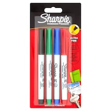 Sharpie Permanent Marker Pens Ultra-Fine Point Assorted 4 Pack