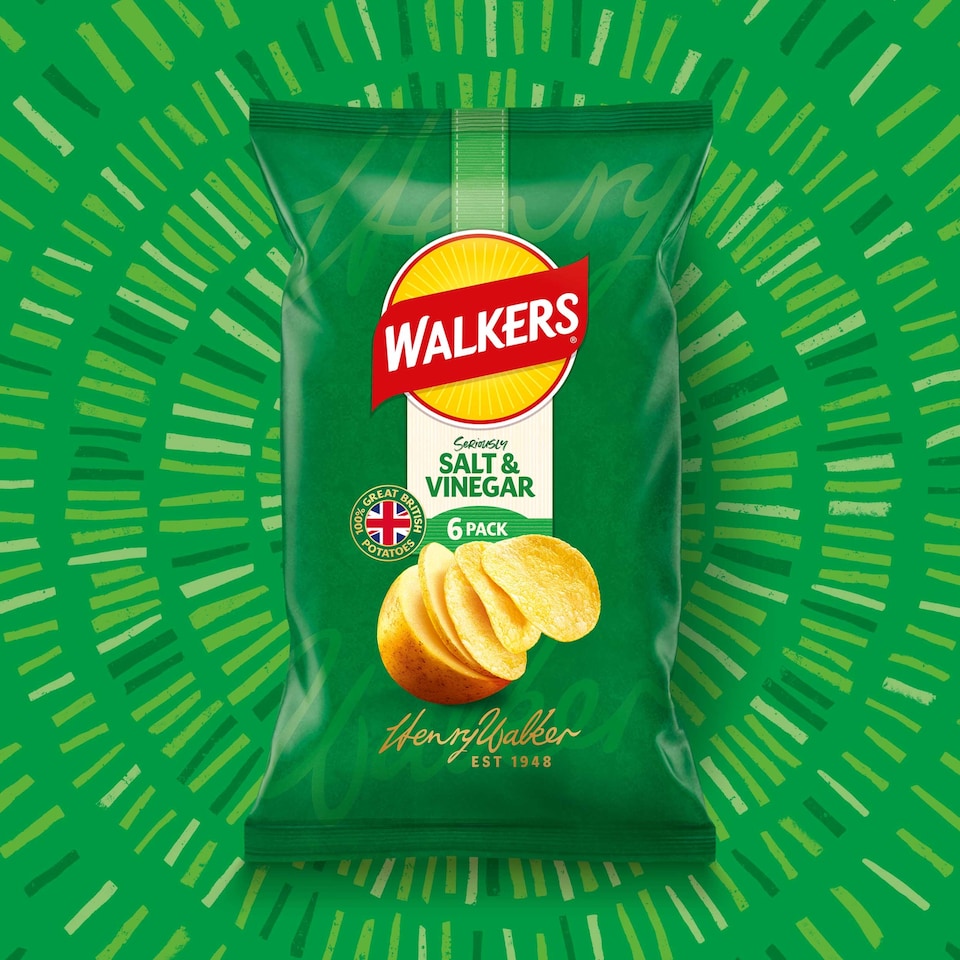 image 1 of Walkers Salt & Vinegar Multipack Crisps 6 x 25g