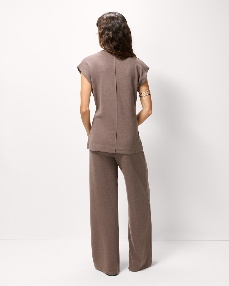 image 1 of F&F Brushed Wide Leg Co-ord Trousers in Brown