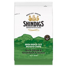 Shindigs Irish Ridge Cut Potato Chips - Sour Cream & Shamrock Flavour 90g