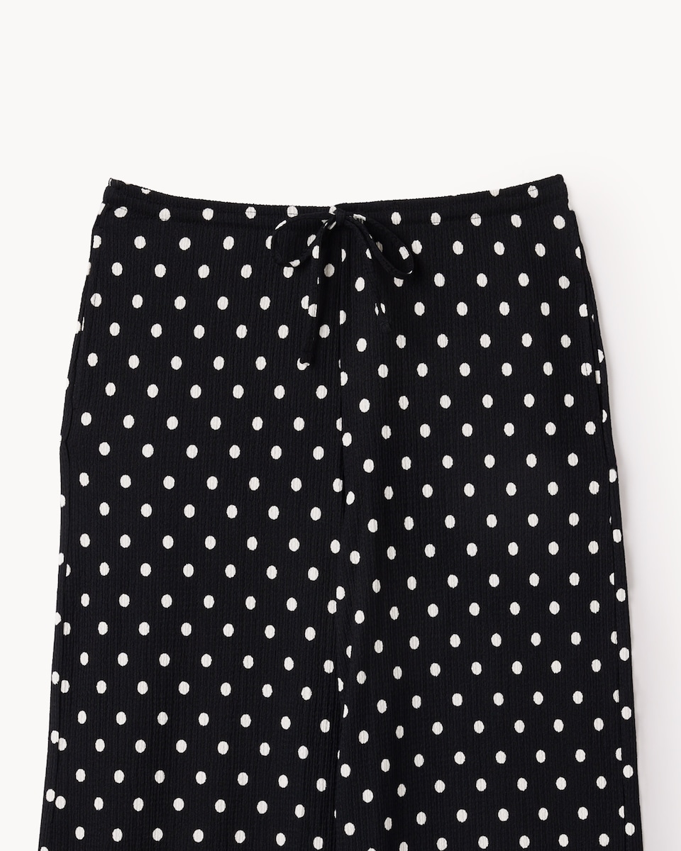 image 1 of F&F Textured Polka Dot Wide Leg Trousers in Multi Black