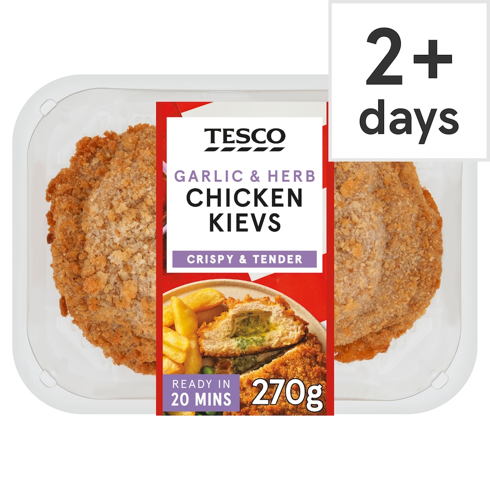 Tesco 2 Garlic and Herb Chicken Kievs 270g (C) 