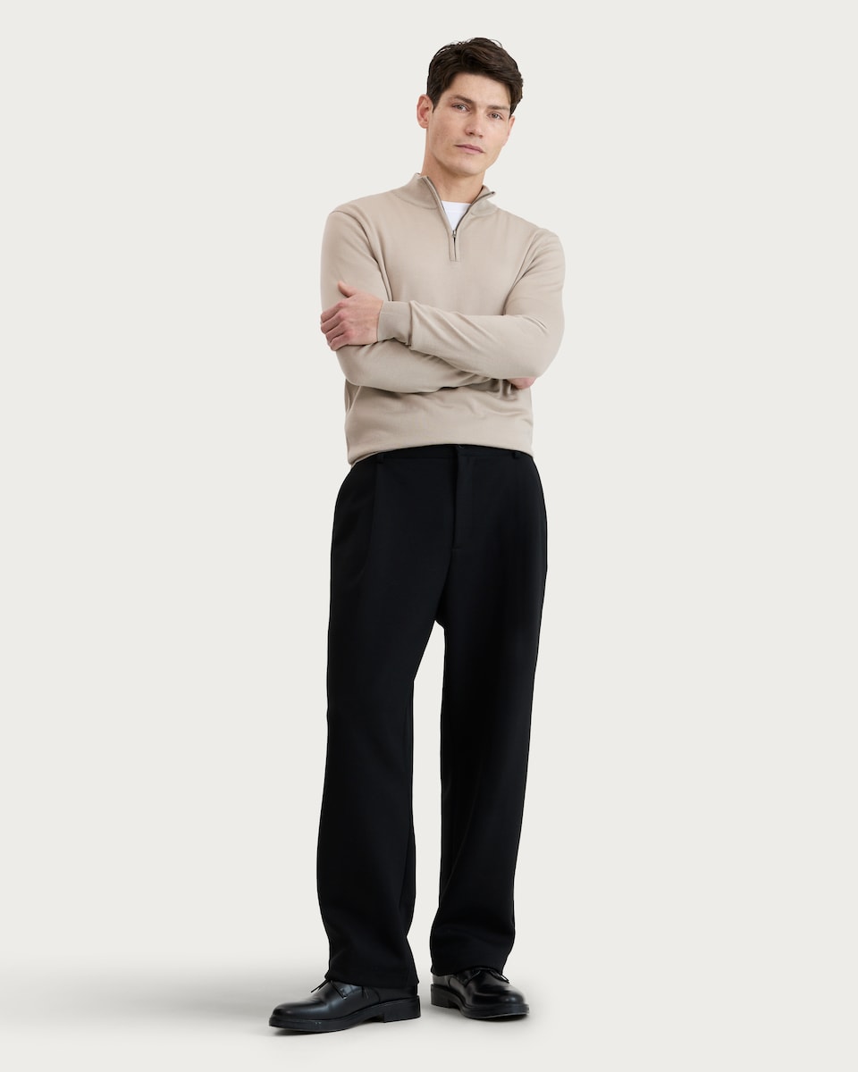 image 1 of F&F Pure Merino Wool Funnel Neck Half Zip Jumper in Neutral