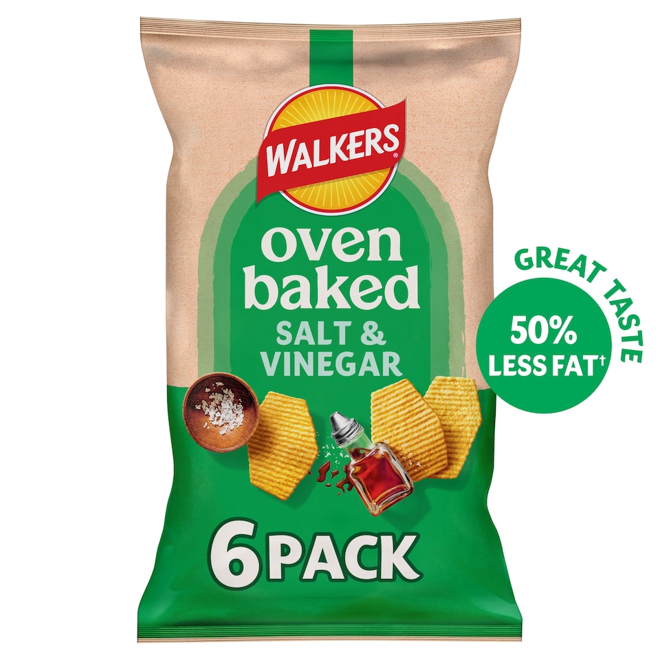 image 1 of Walkers Baked Salt & Vinegar Multipack Crisps 6x22g
