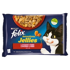 Felix Sensations Jellies Pouches for Cats Beef, Chicken in Jelly 4 x 85g