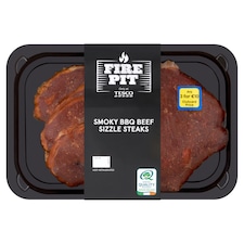 Tesco Fire Pit Smoky Bbq Beef Sizzle Steaks 360G