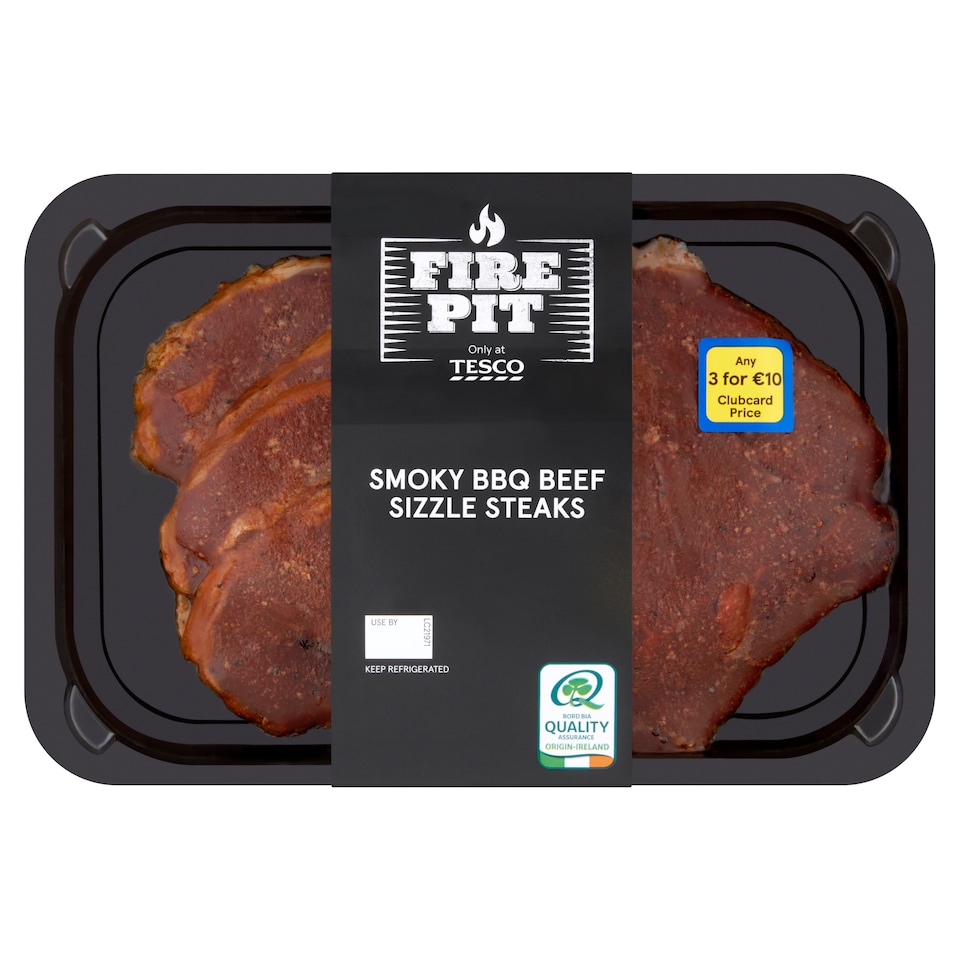 Tesco Fire Pit Smoky Bbq Beef Sizzle Steaks 360G