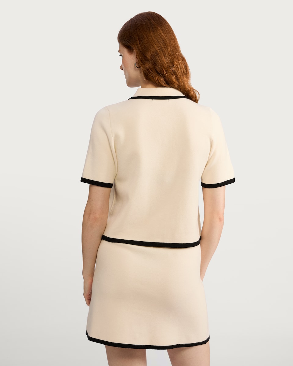 image 1 of The F&F Edit Short Sleeved Knit Cardigan in Cream