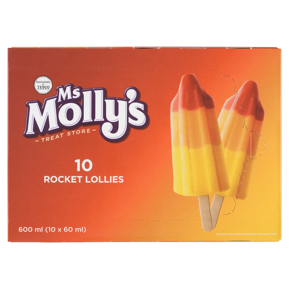Ms Molly's Pineapple, Orange and Raspberry Rocket Lollies 10 x 60 ml (600 ml)