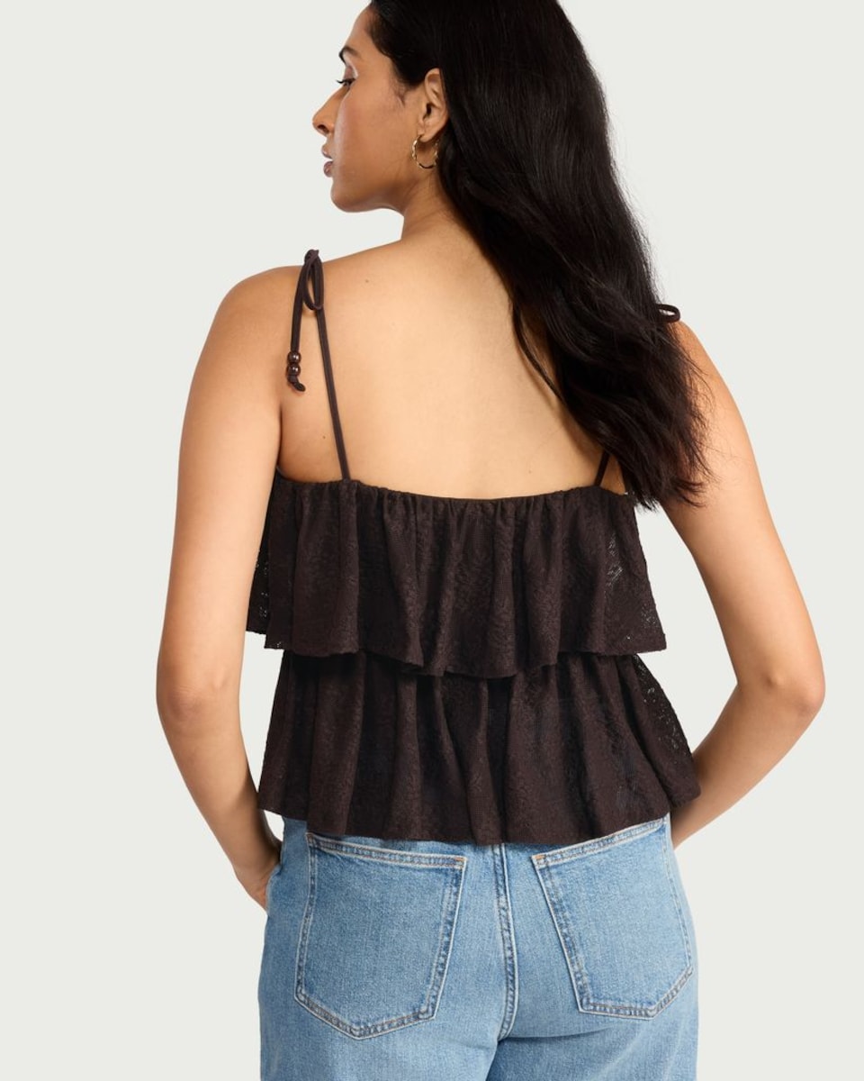 image 1 of F&F Tiered Lace Camisole in Brown