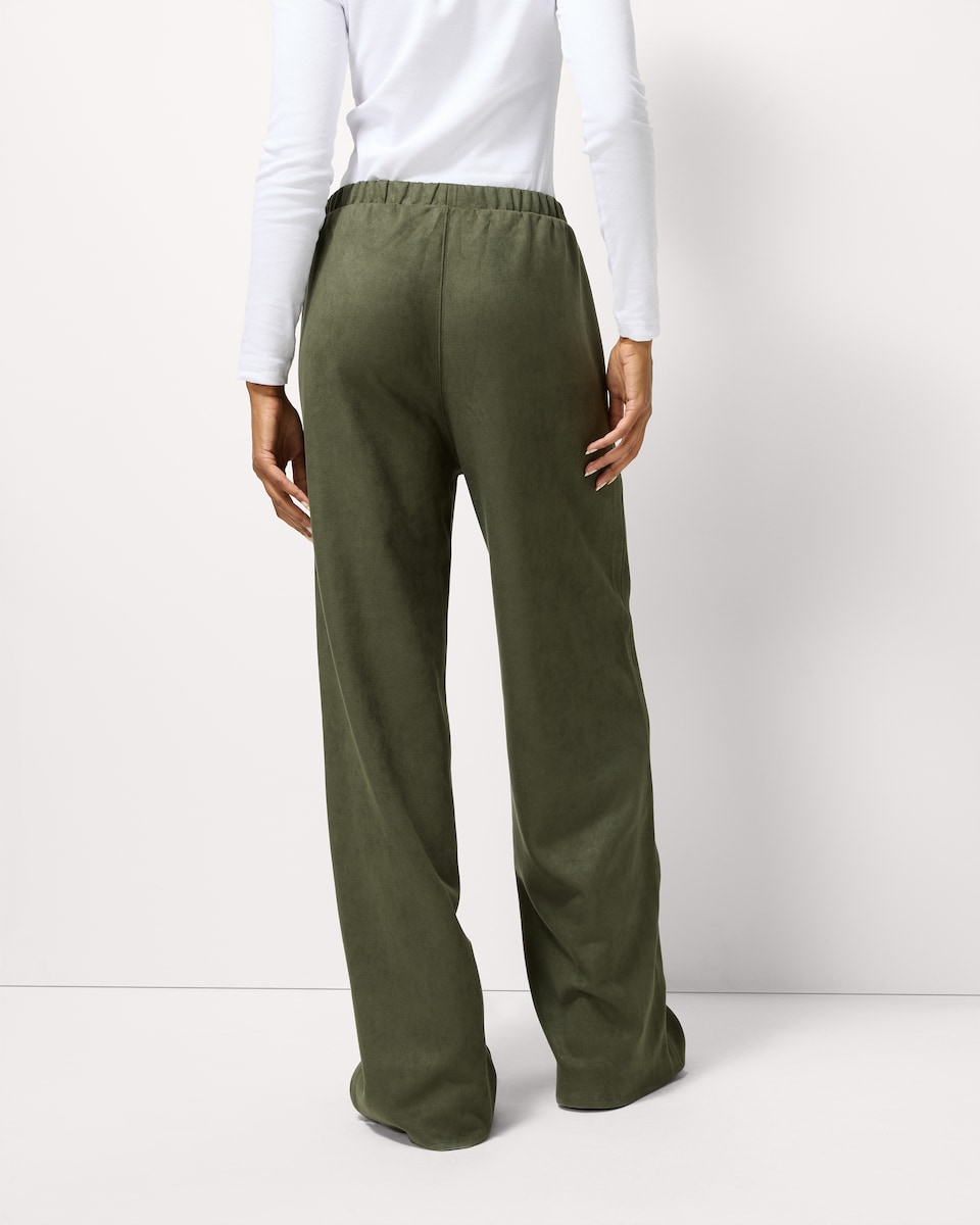 image 1 of F&F Faux Suede Wide Leg Co-ord Trousers in Khaki