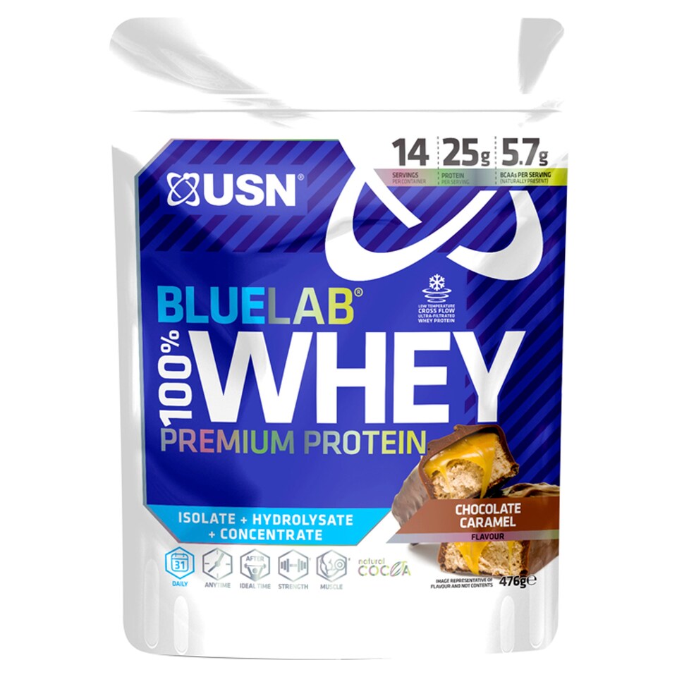 Usn Blue Lab 100 Whey Protein Chocolate Caramel 476G Tesco Groceries