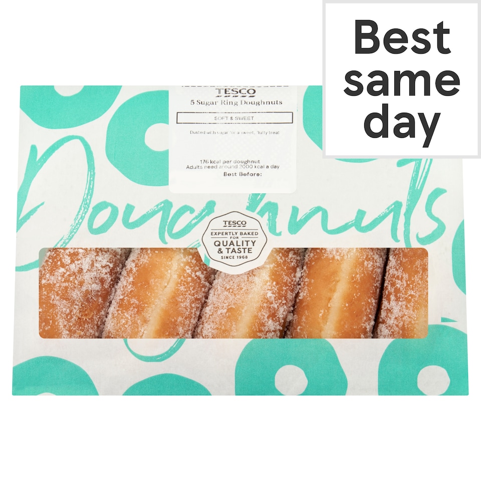 image 1 of Tesco 5 Sugar Ring Doughnuts