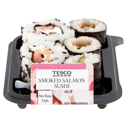 Tesco Smoked Salmon Sushi 80G Tesco Groceries
