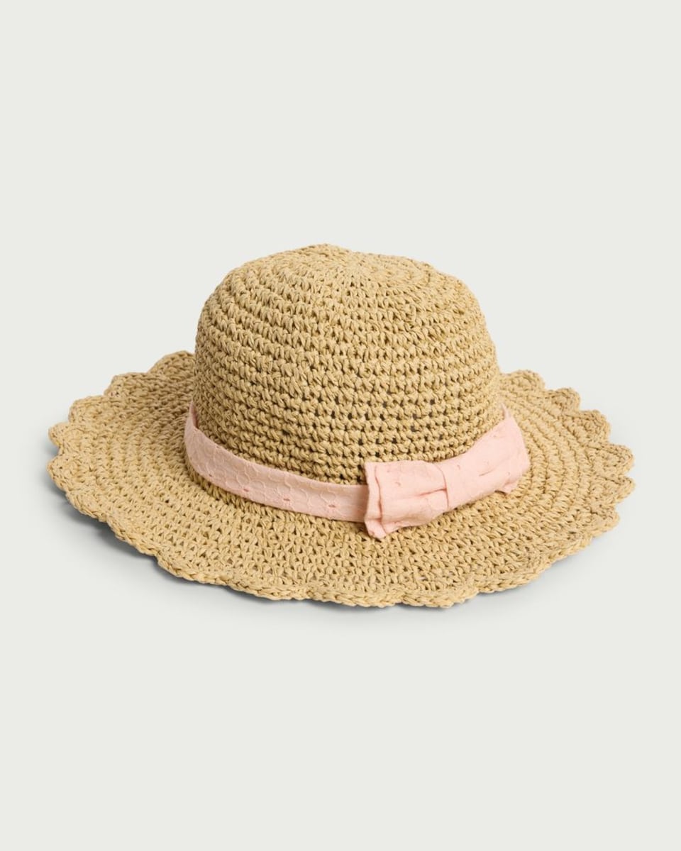 F&F Baby Bow Band Straw Hat in Neutral
