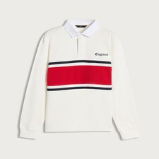 F&F Pure Cotton England Stripe Rugby Shirt in White
