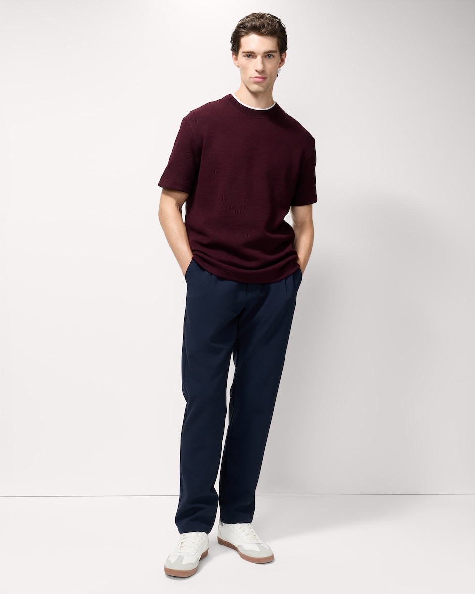 image 1 of F&F Textured Relaxed Fit T-Shirt in Burgundy