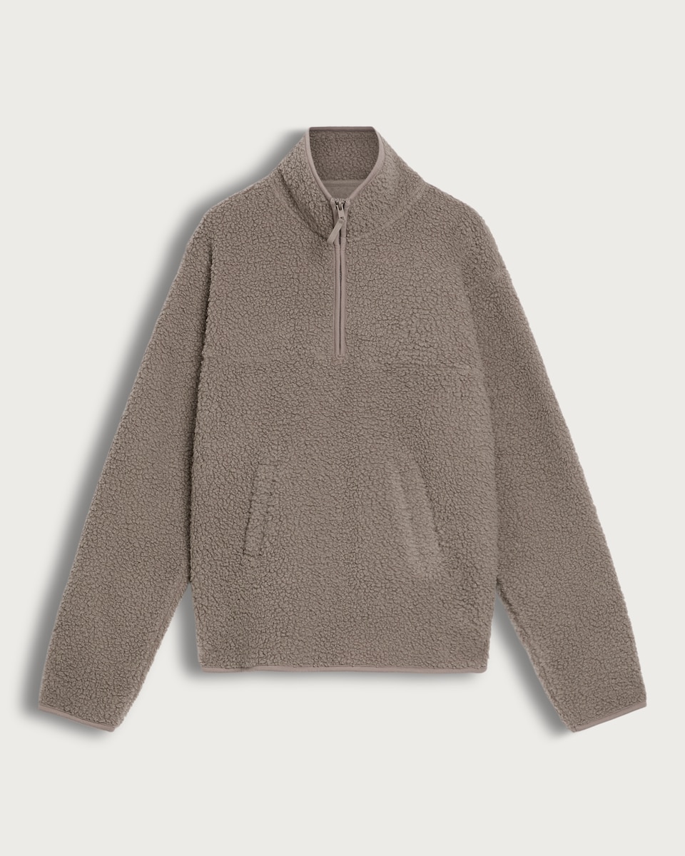 F&F Fleece Half Zip Pyjama Top in Brown