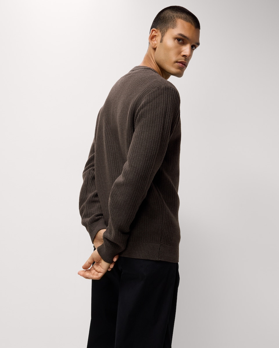 image 1 of F&F Ladder Stitch Crew Neck Jumper in Brown