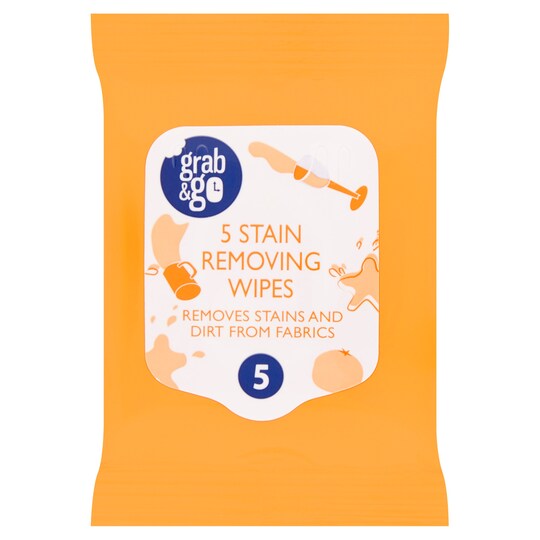 GRAB N GO STAIN WIPES 5PK Tesco Groceries