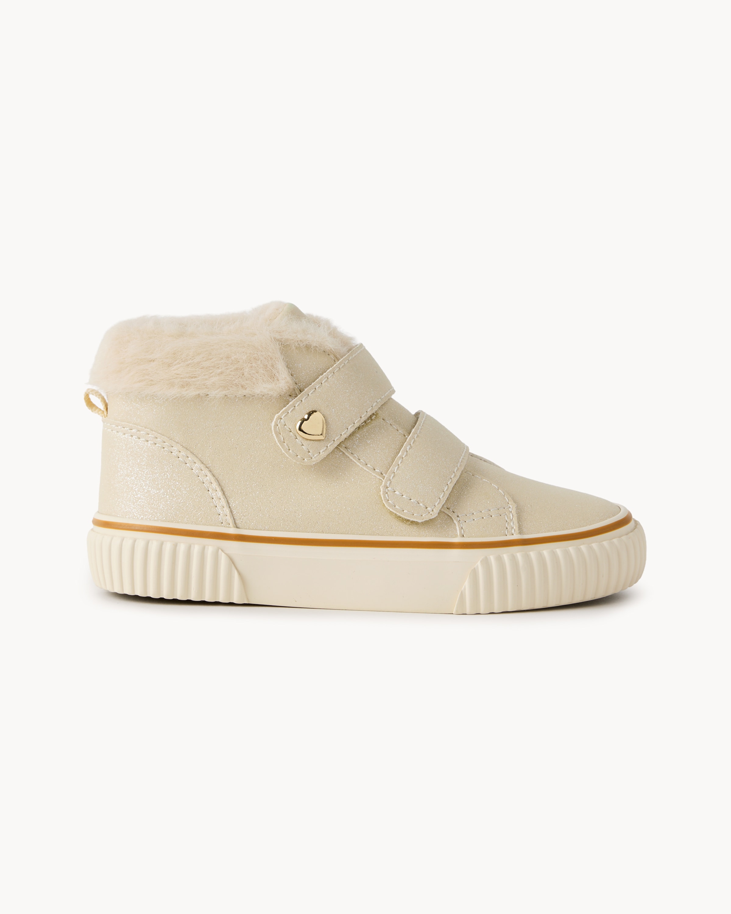 F&F Girls Faux Fur High Top Trainers in Gold