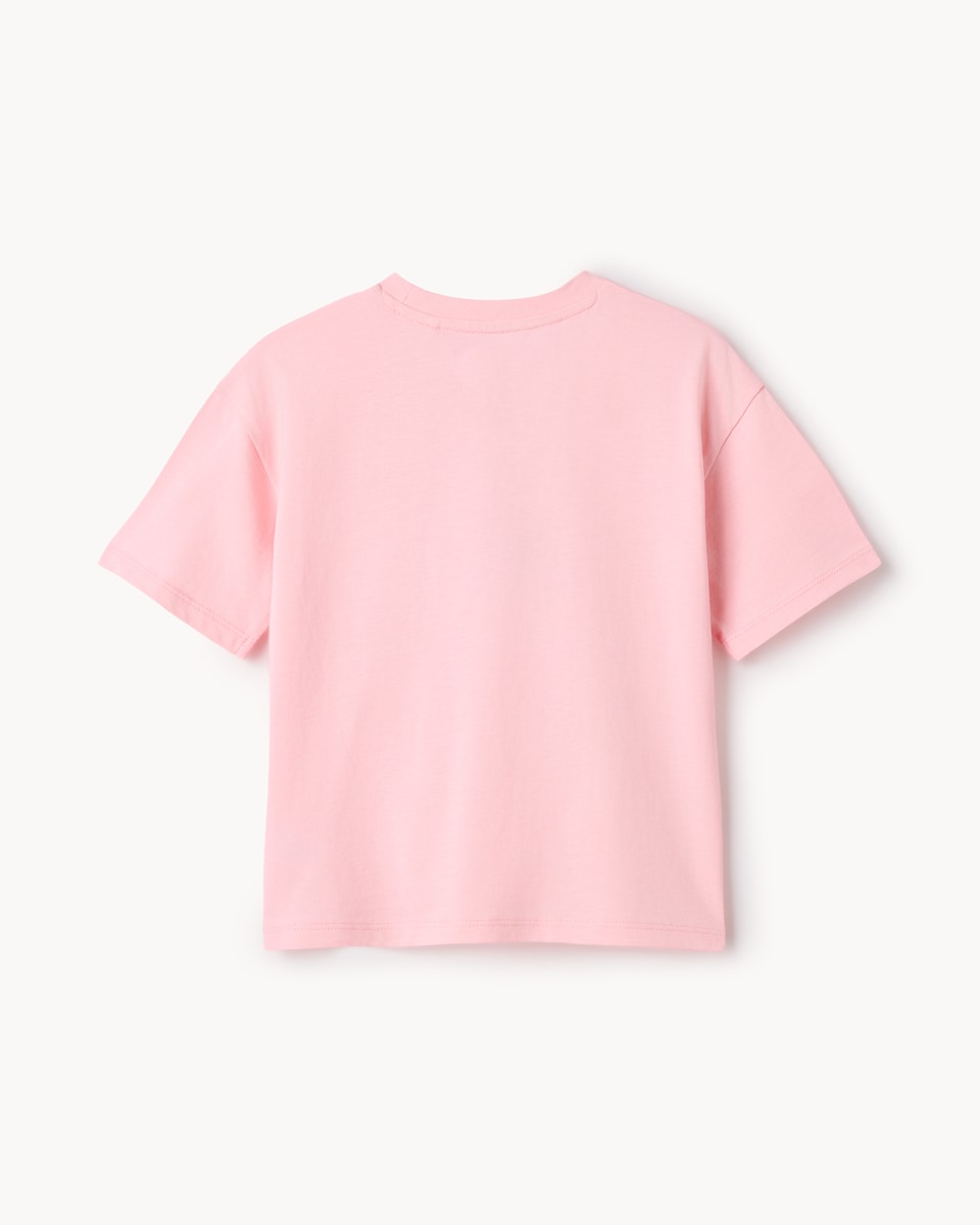 image 1 of F&F Girls Pure Cotton Strawberry Print T-Shirt in Pink