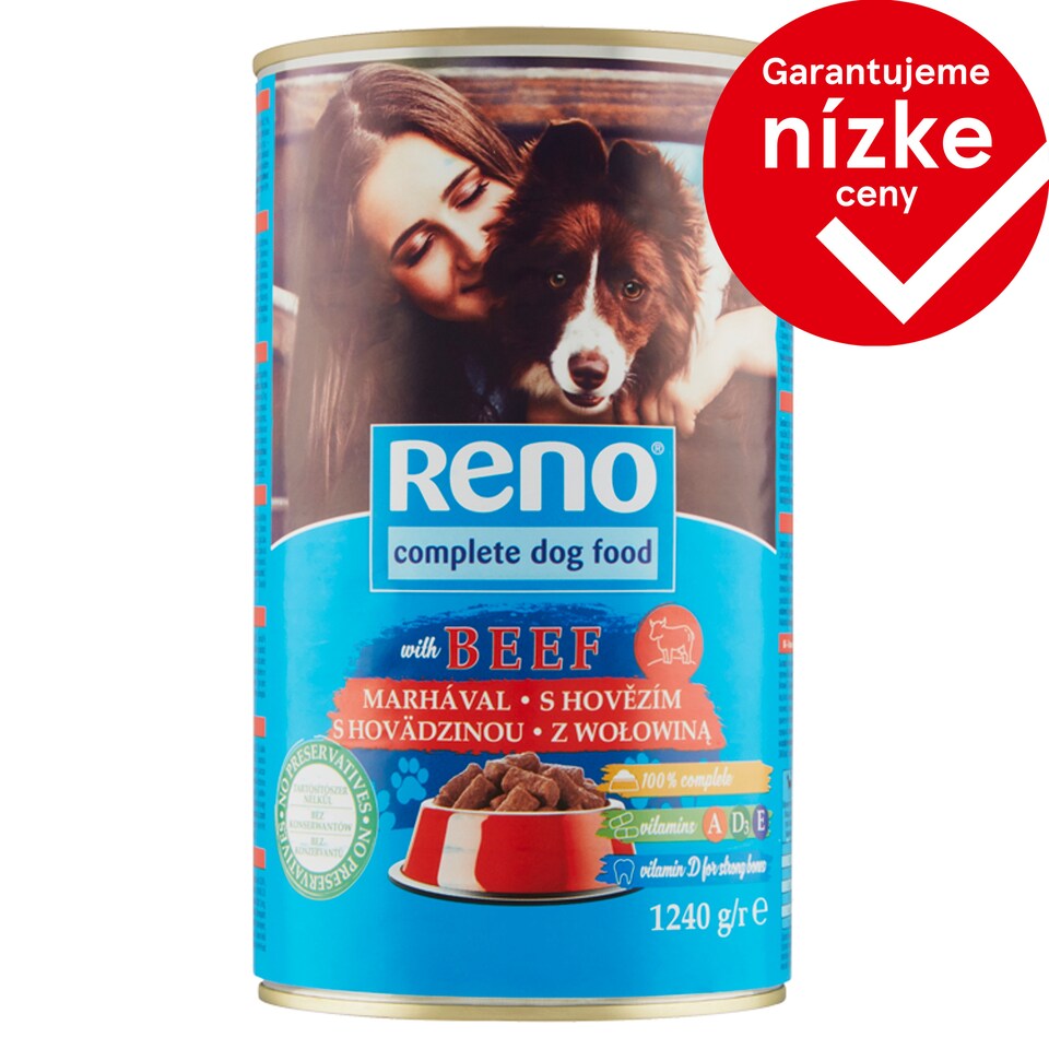 Reno Complete Food for Adult Dogs Pieces for Dogs with Beef in Sauce 1240 g
