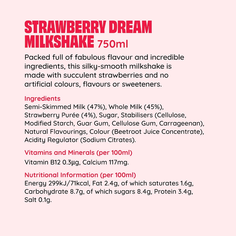 image 1 of Shaken Udder Strawberry Dream Milkshake 750ml
